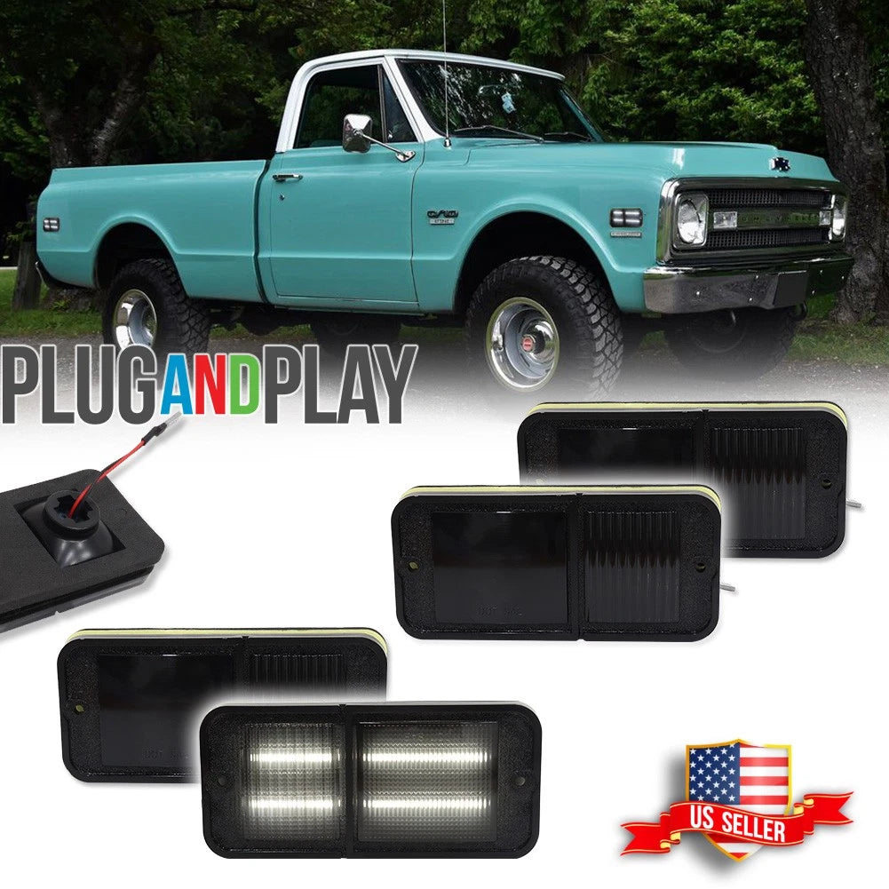 4X Smoke LED Side Marker Lights for Chevy GMC C/K Trucks (1968–1972)