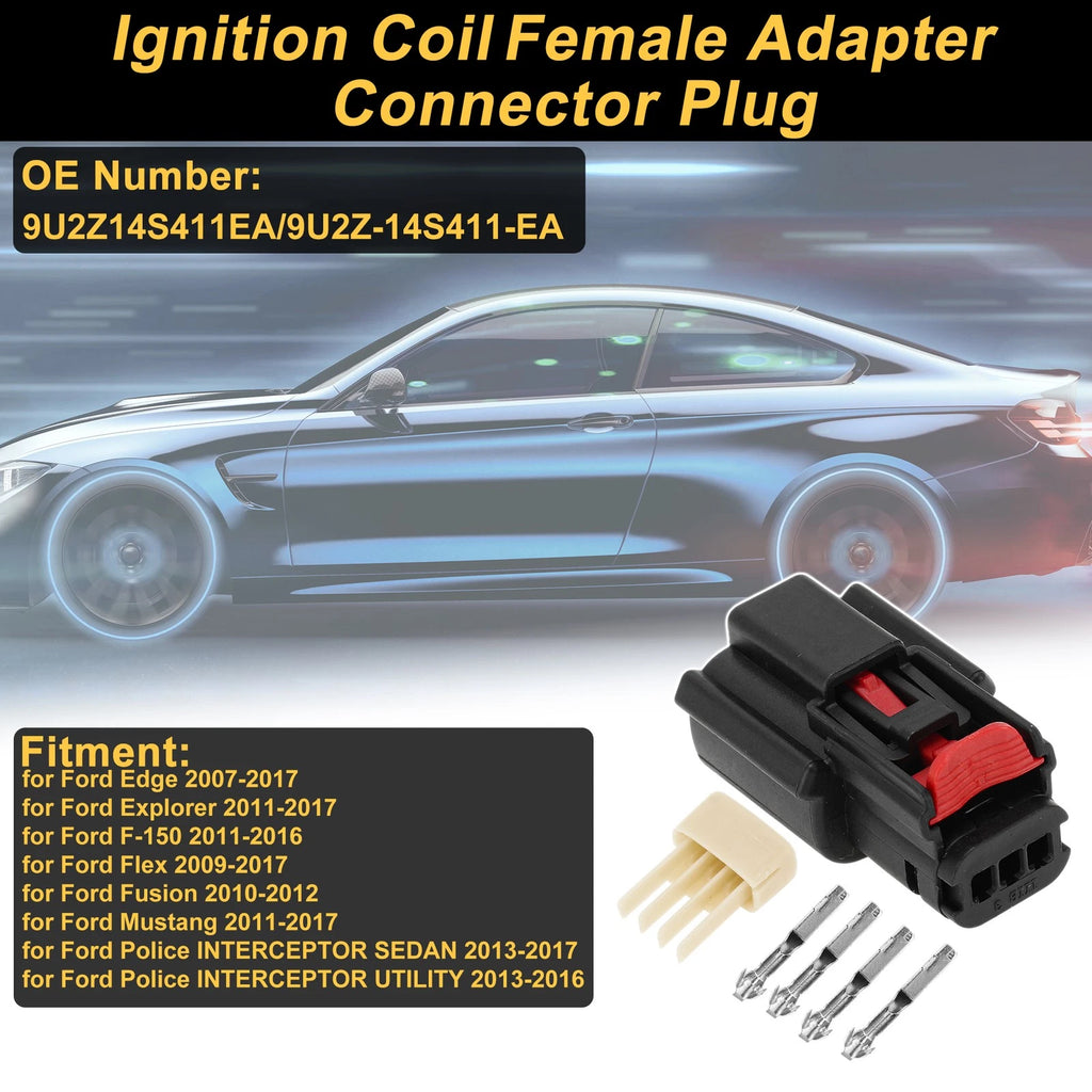 Set of 3 Ignition Coil Connector Plugs for Ford Edge (2007–2017) No. 9U2Z14S411EA
