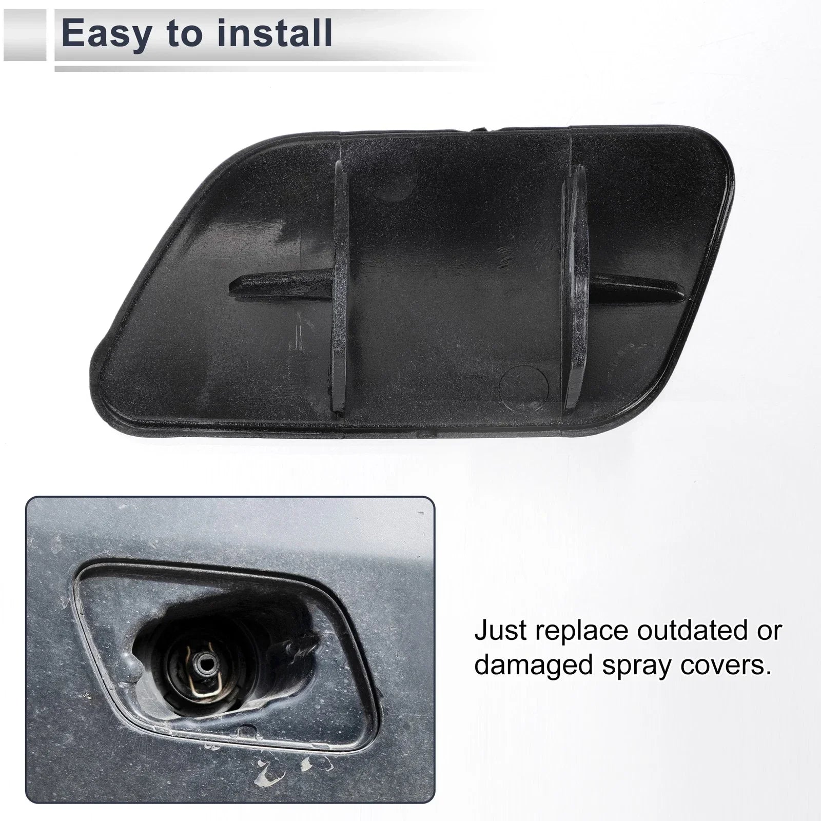 Front Right Side Bumper Headlight Washer Nozzle Cover Cap for BMW 740i Black