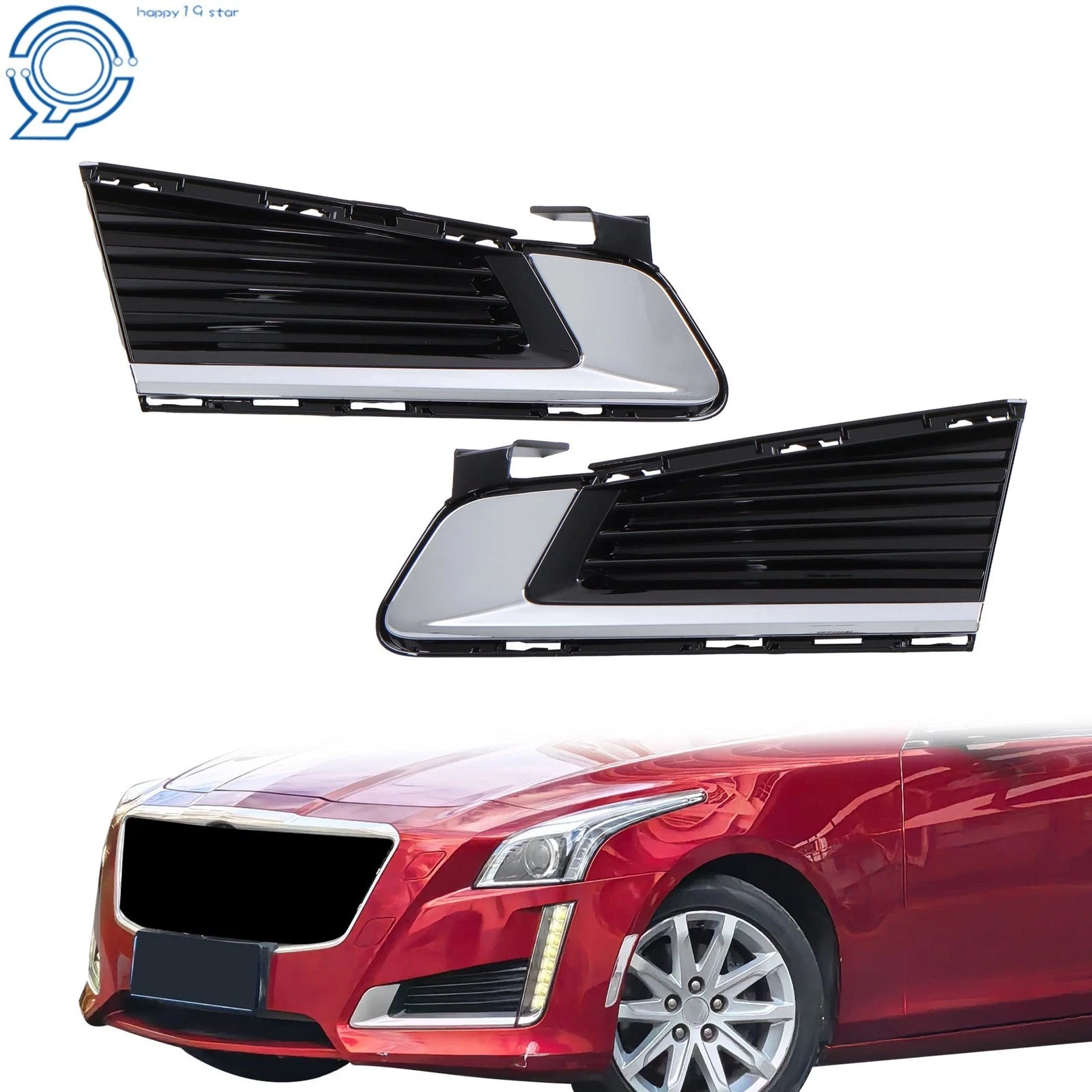 Set of 2 Fog Light Covers for Cadillac CTS (2014–2019) Chrome