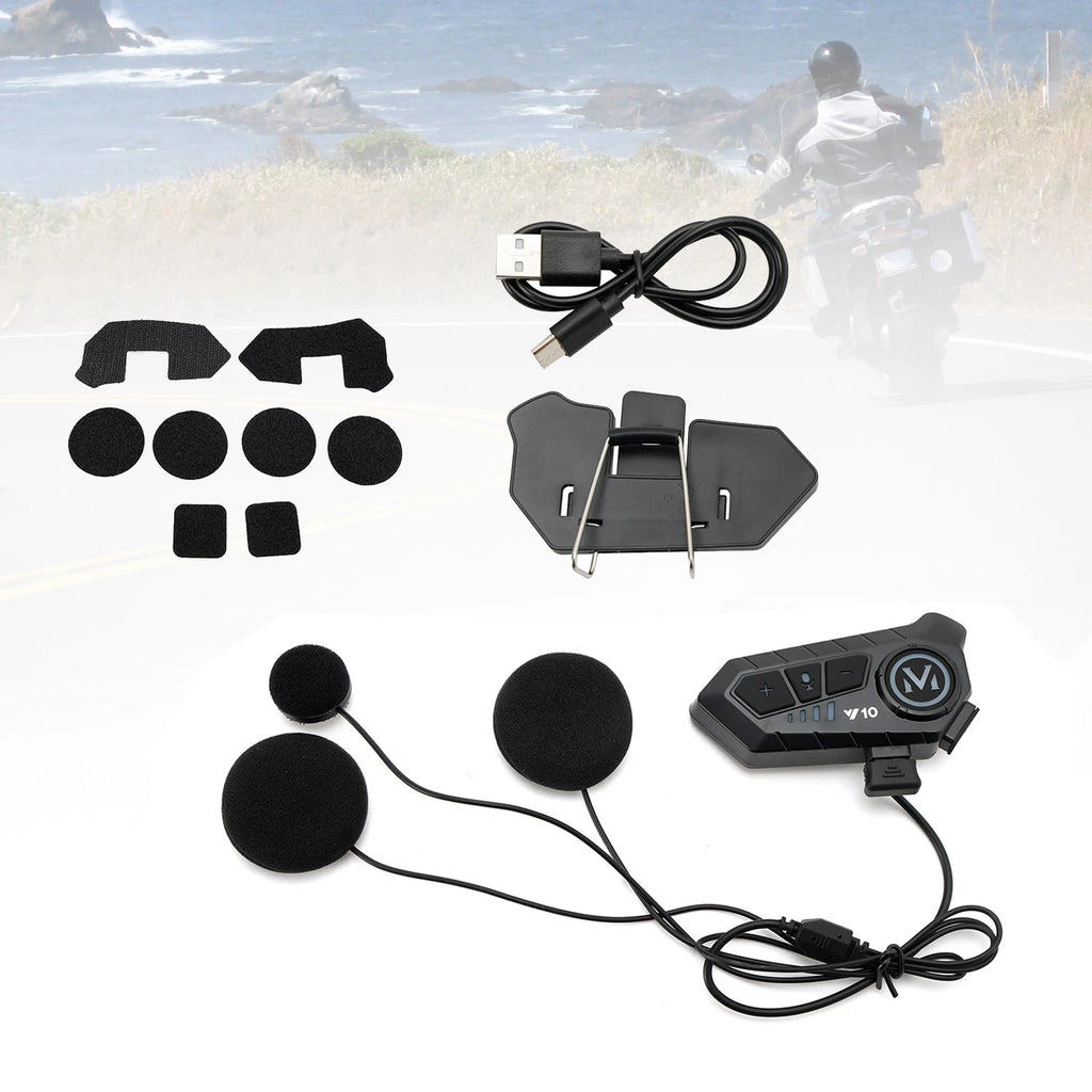 Bluetooth Headset Helmet Speaker for Motorcycle Universal (Black)