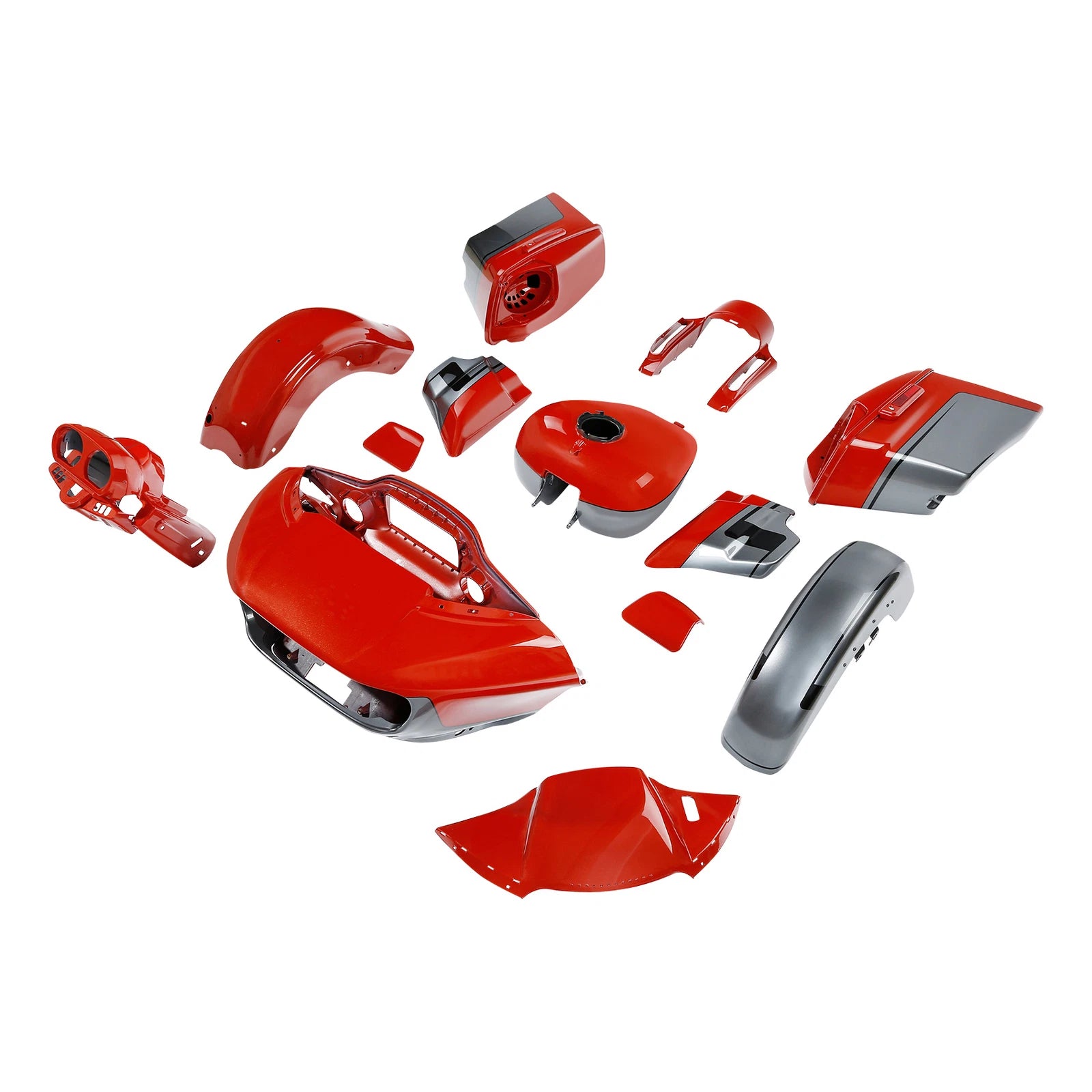 Fairings Body Kit for Harley CVO Road Glide (2015–2024) Pearl Red & Silver Gray