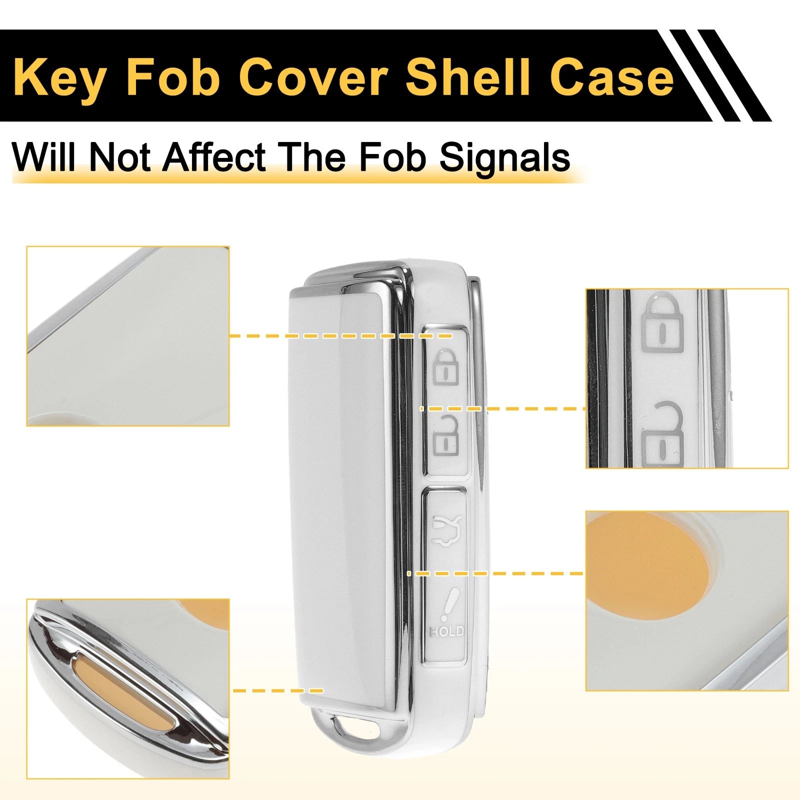 TPU Silicone Car Key Case for Mazda 2/3/5/6 (4 Buttons) - White/Silver Edge