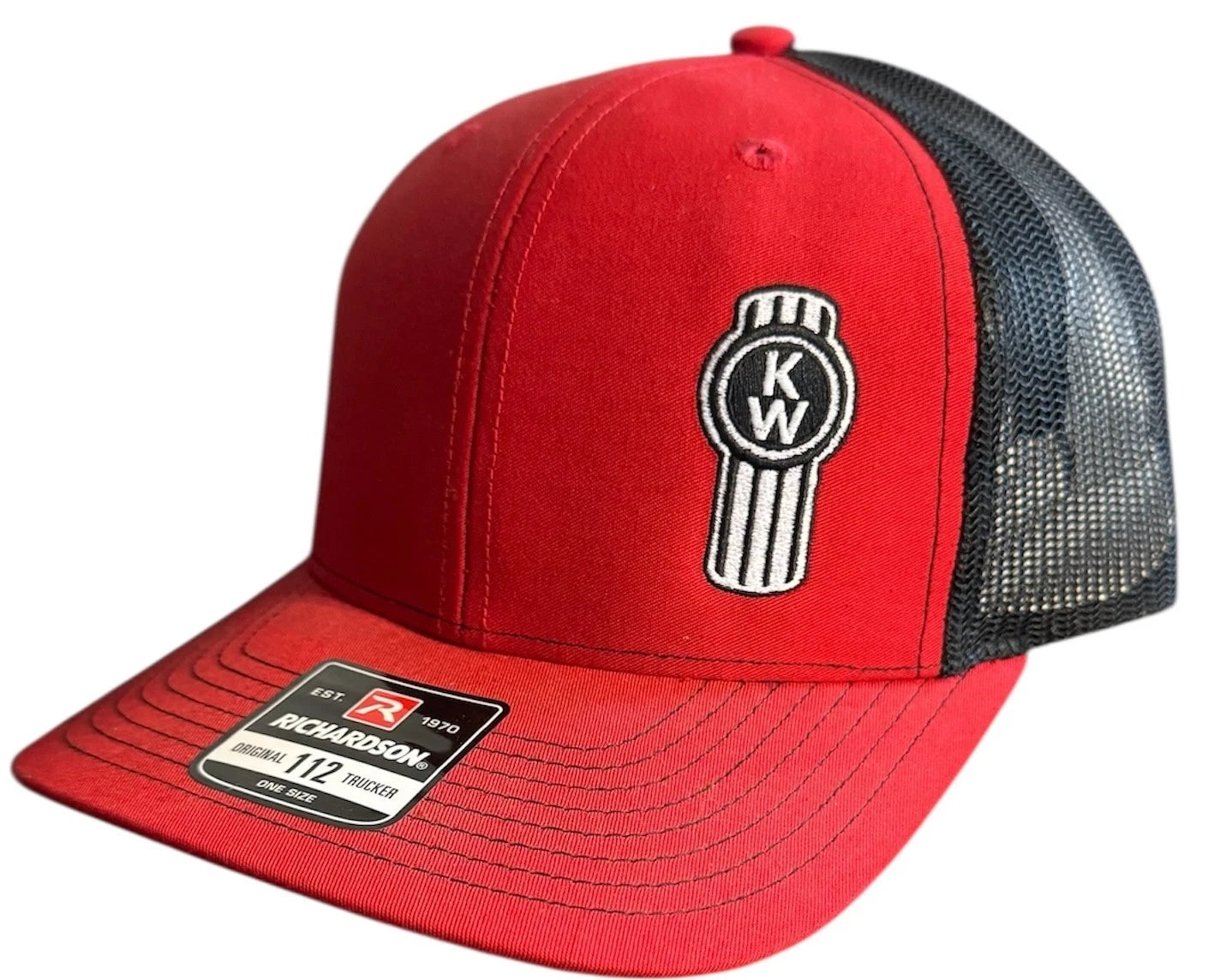 Snapback Trucker Mesh Hat for Kenworth Richardson 112 (Red & Black)