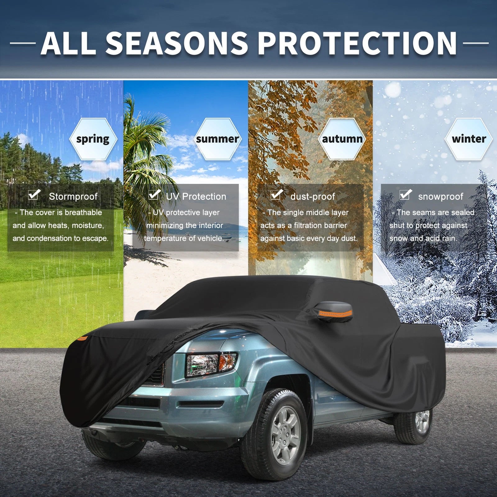 Waterproof 210D-PU Car Cover for Honda Ridgeline (2017–2023)