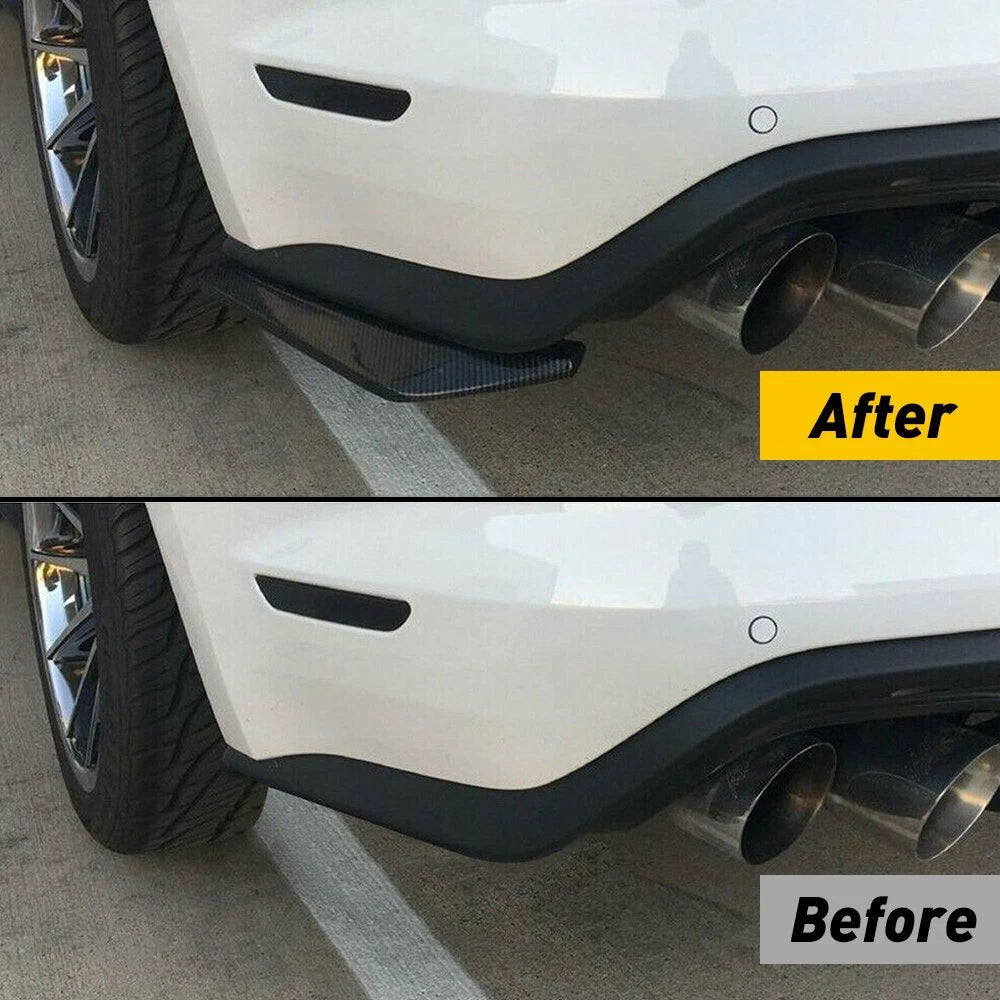 2X Rear Bumper Lip Diffuser Splitter for Universal Fit (Carbon Fiber)