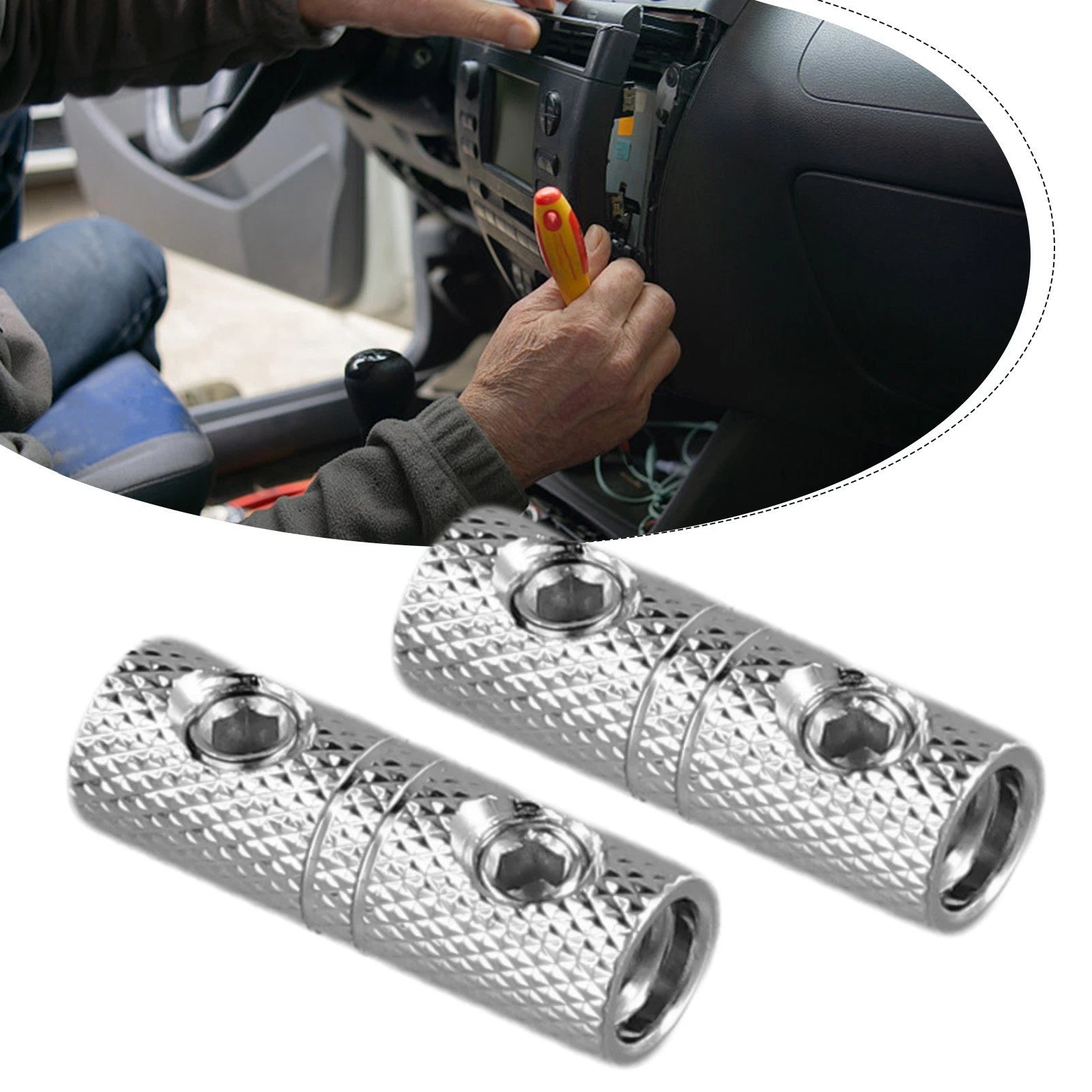 Set of 2 8GA Brass Terminal Butt Connectors for Improved Audio Performance