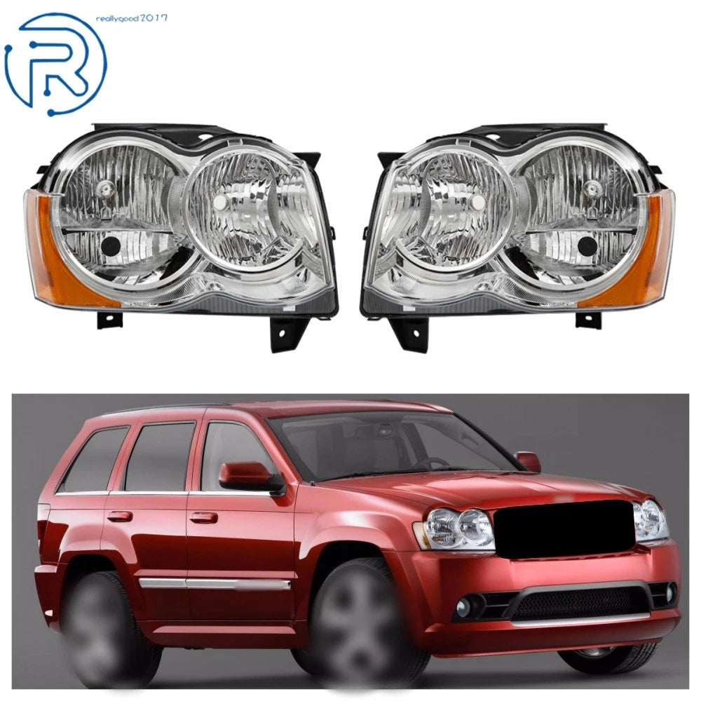Set of 2 Halogen Headlights for Jeep Grand Cherokee (2008–2010)
