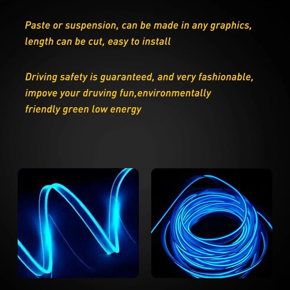 2m Blue LED Interior Atmosphere Strip Light for Universal Cars