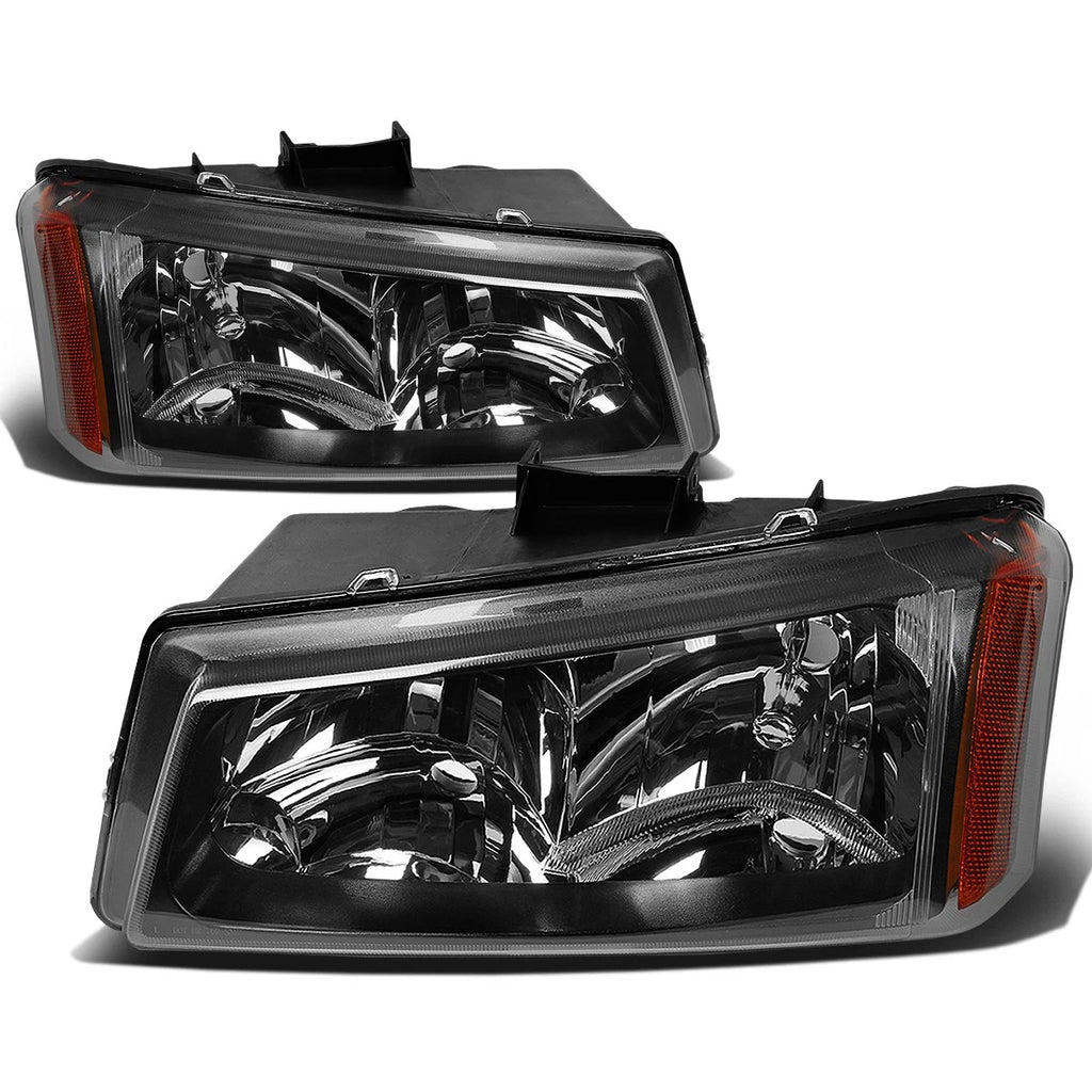 Set of 2 Black Crystal Headlight + Corner + Chrome 3D LED Tail Light for Silverado (2003–2007)
