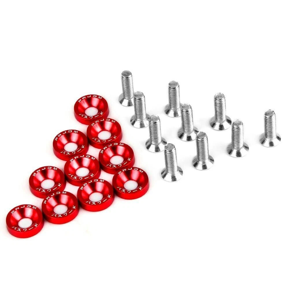50Pcs Red JDM Billet Aluminum Fender Washer Kit for Engine Bay Dress Up