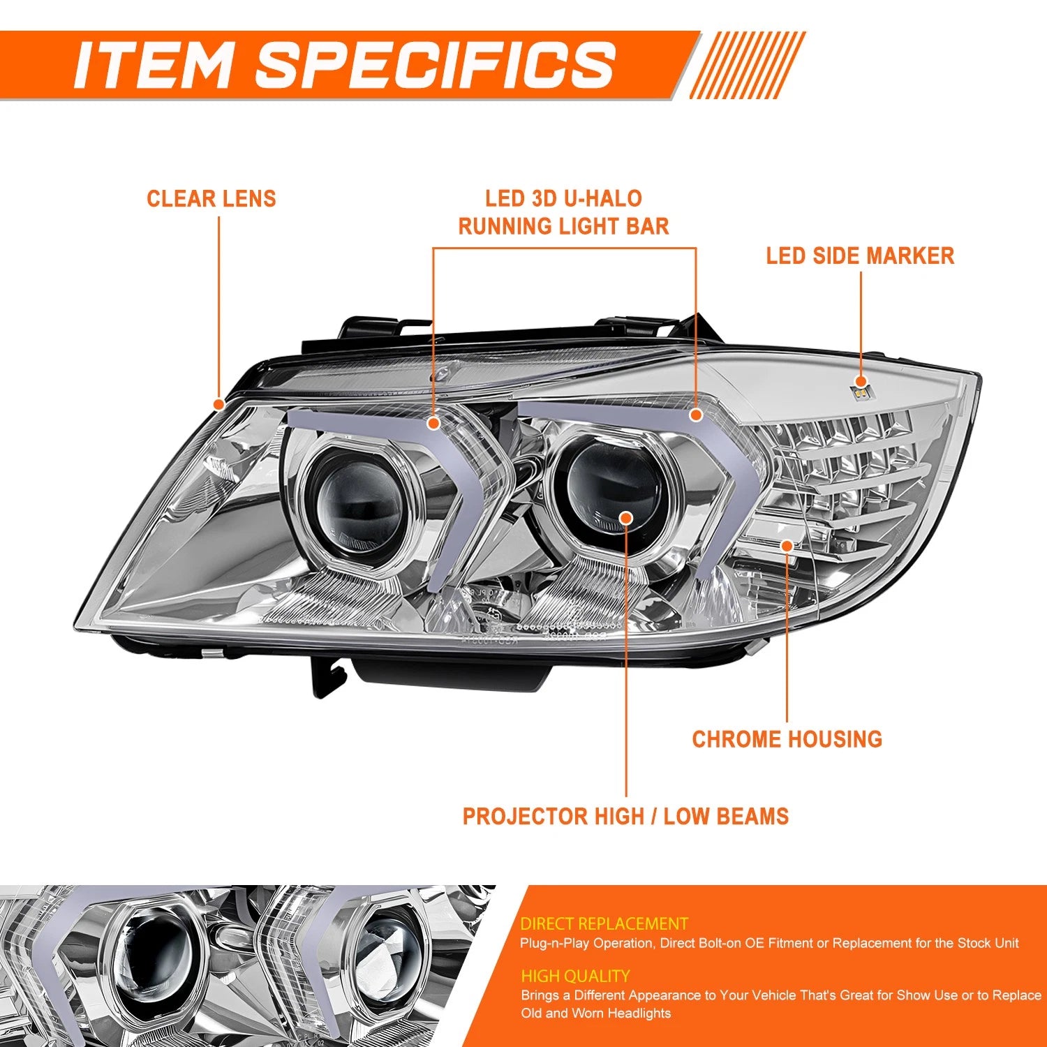 LED Projector Headlights for Kenworth W900 & Western Star 4800 (1981-2019)