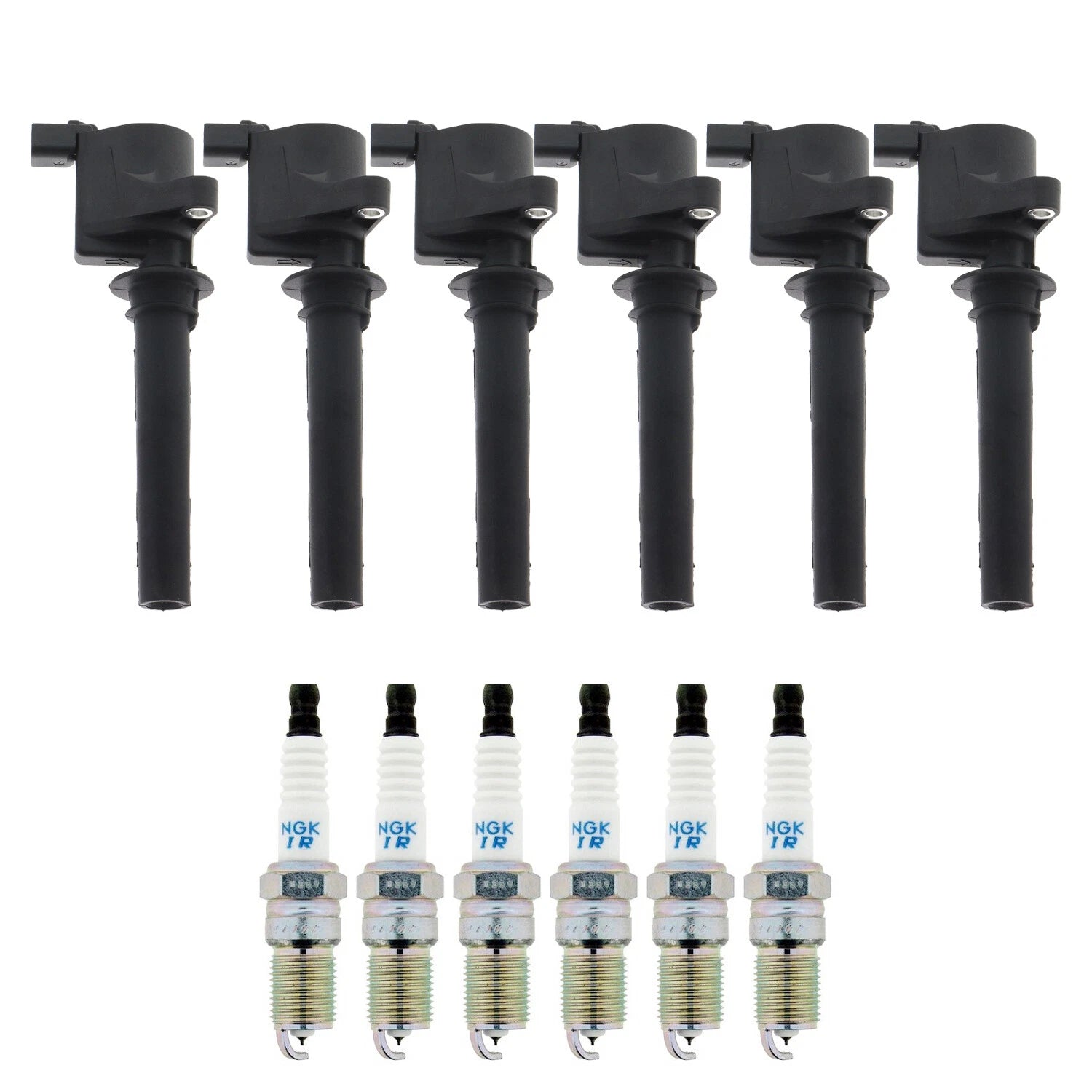 Set of 6 Ignition Coils & NGK Laser Iridium Spark Plugs for Mazda Tribute (2001–2008)