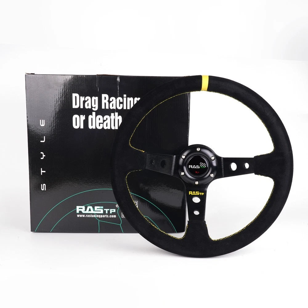 Deep Dish Suede Steering Wheel + Hub Adapter for Honda Civic (1996–2000)