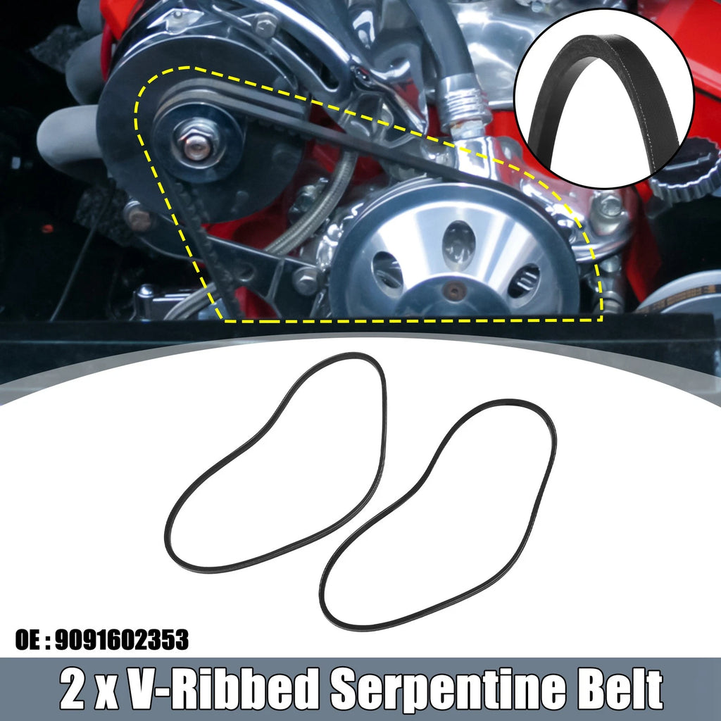 2X V-Ribbed Serpentine Drive Belt No. 9091602353 for Lexus LX450 (1996–1997)