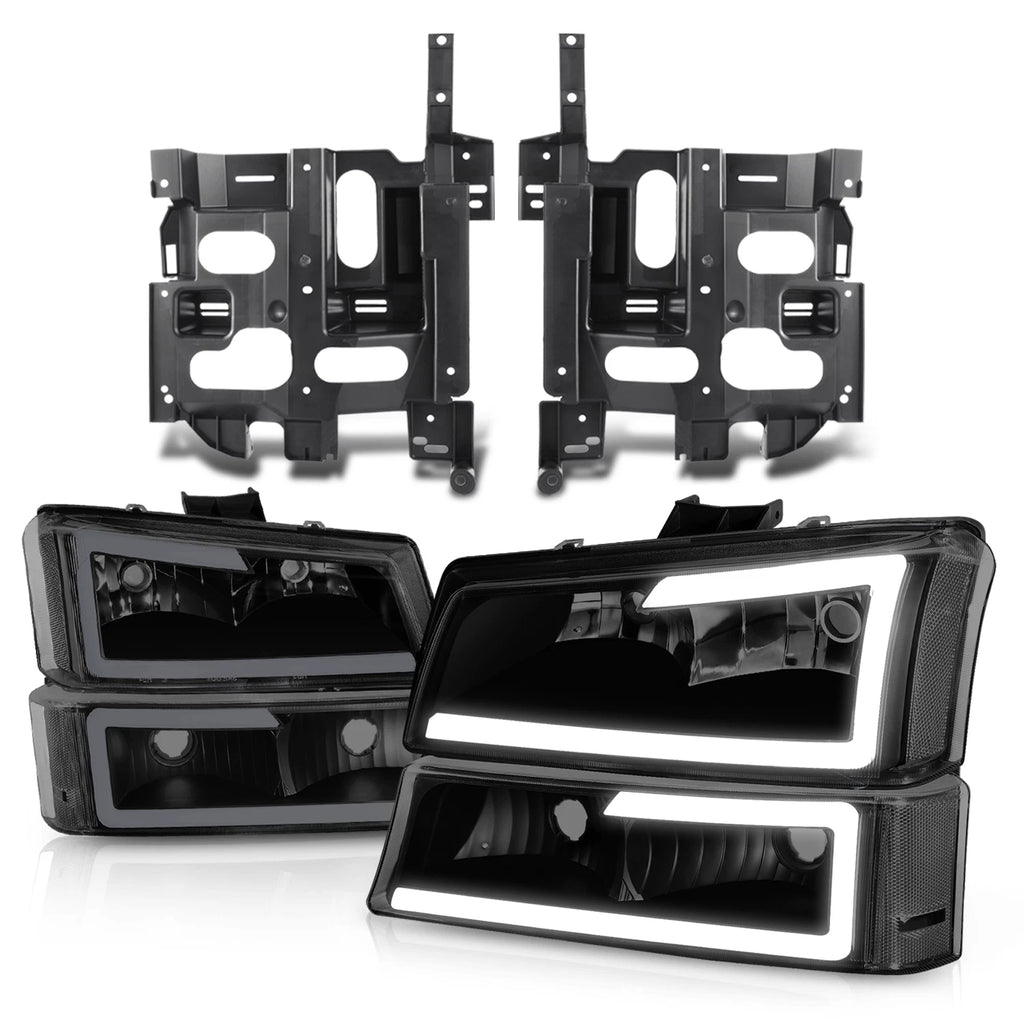 LED DRL Headlights with Mounting Brackets for Avalanche Silverado (2003–2007)