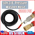 3/8" Hot Water Pressure Washer Hose 50ft 6000psi Non-Marking 2-Braid