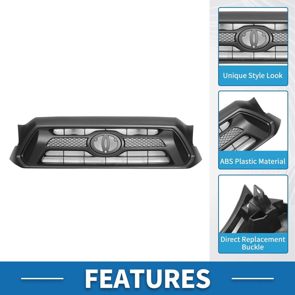 Front Hood Bumper Grille for Toyota Tacoma (2012) - Black
