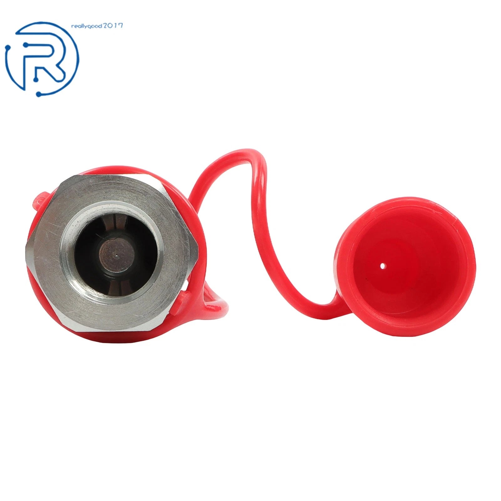 Set of 2 Flat Face Hydraulic Quick Connect Couplers with Dust Caps