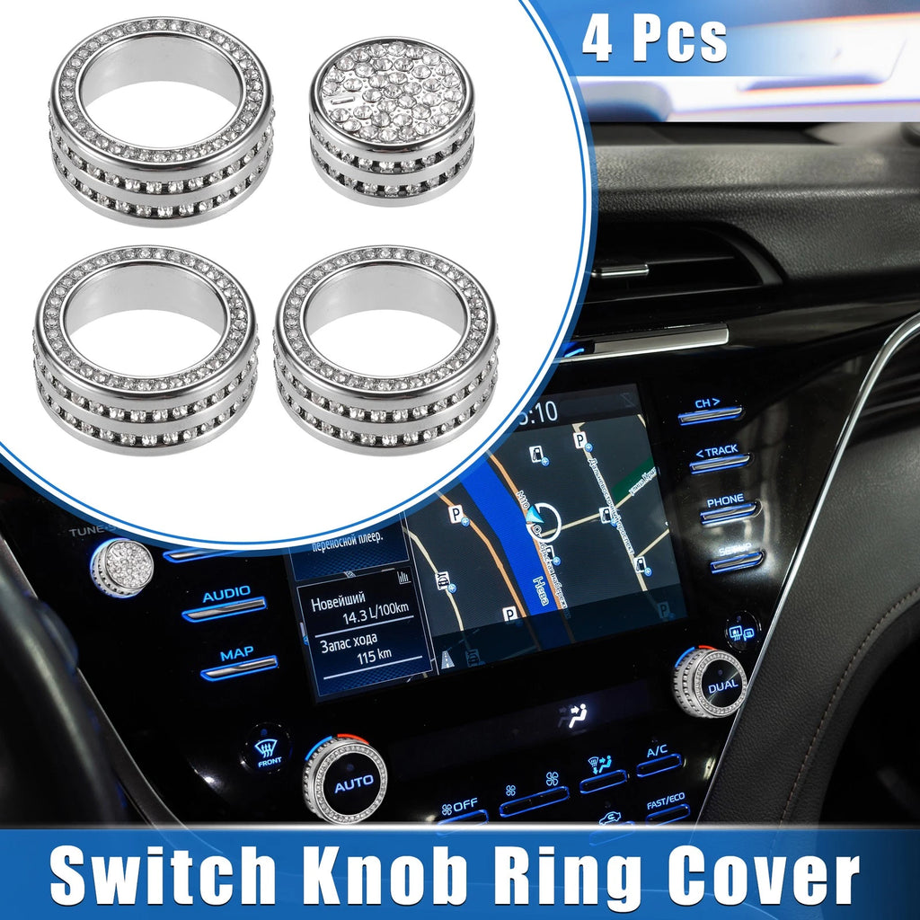 Set of 4 AC Audio Volume Tune Switch Knob Ring Covers for Toyota Camry 