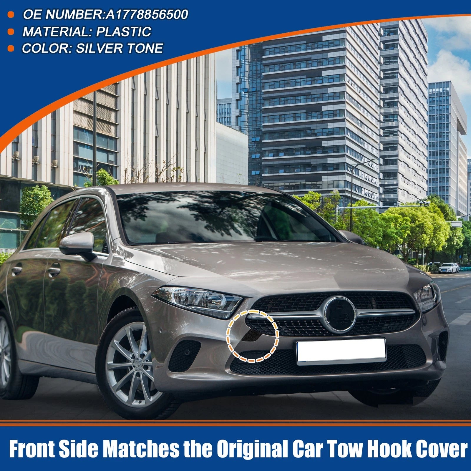 Tow Hook Cover for Mercedes-Benz A Class (2013–2018) No.A1778856500 Black