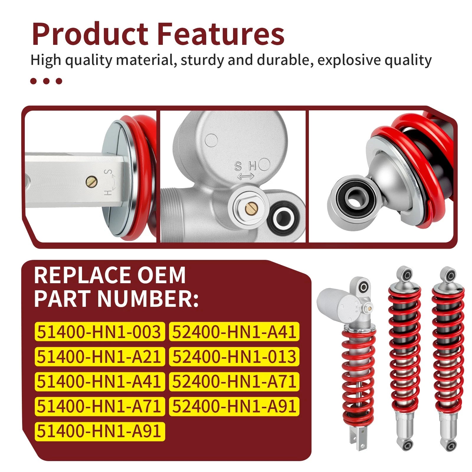 Front & Rear Shock Absorbers for Honda Sportrax 400 TRX400EX (1999–2008)