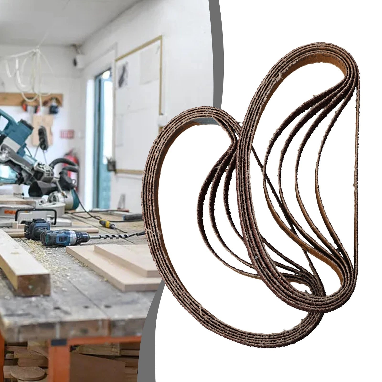 Set of 10 Sanding Belts 330x10mm 80 Grit for Wood Metal Grinding