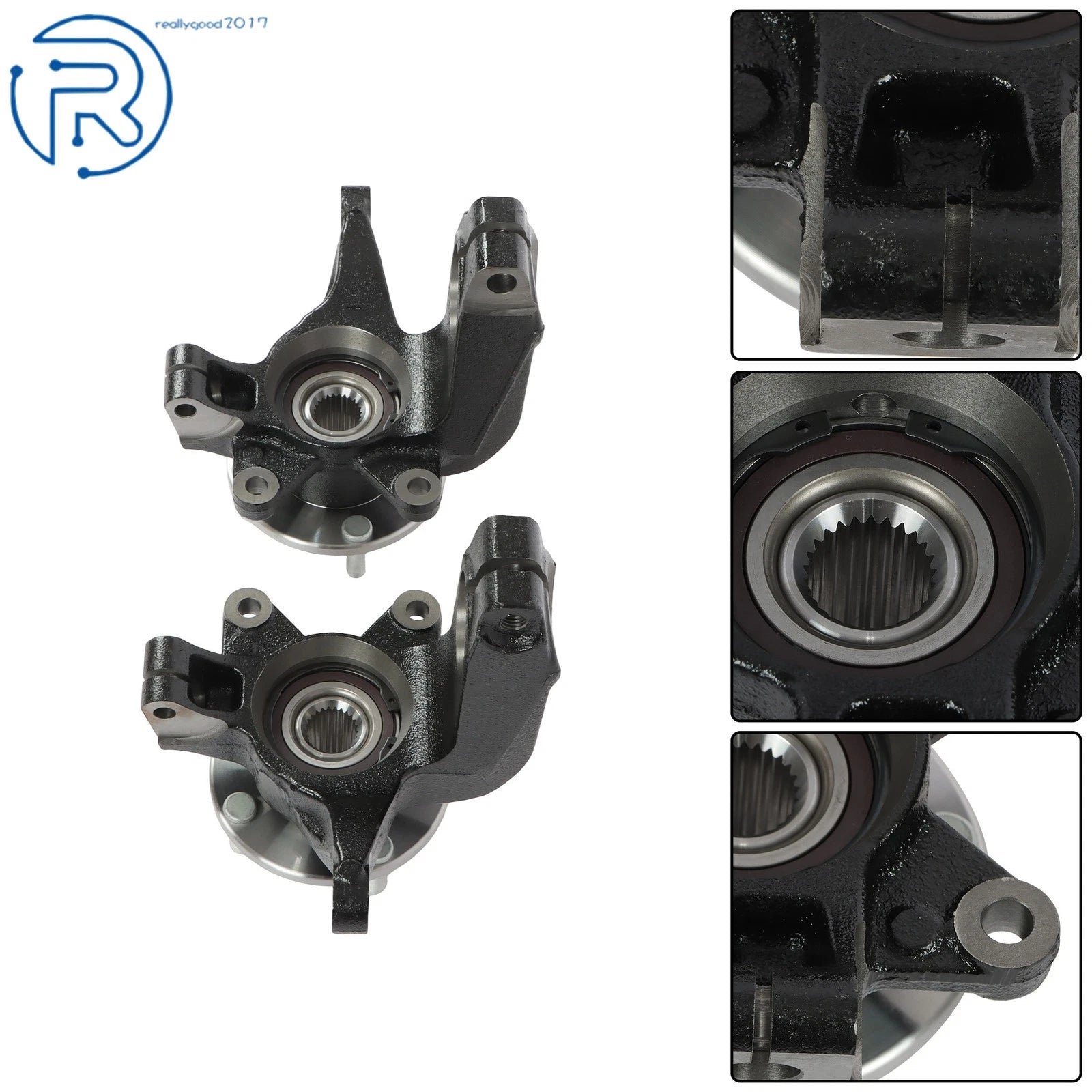 2X Front Side Steering Knuckle & Wheel Hub Bearing Assembly for Ford Focus (2006-2011)