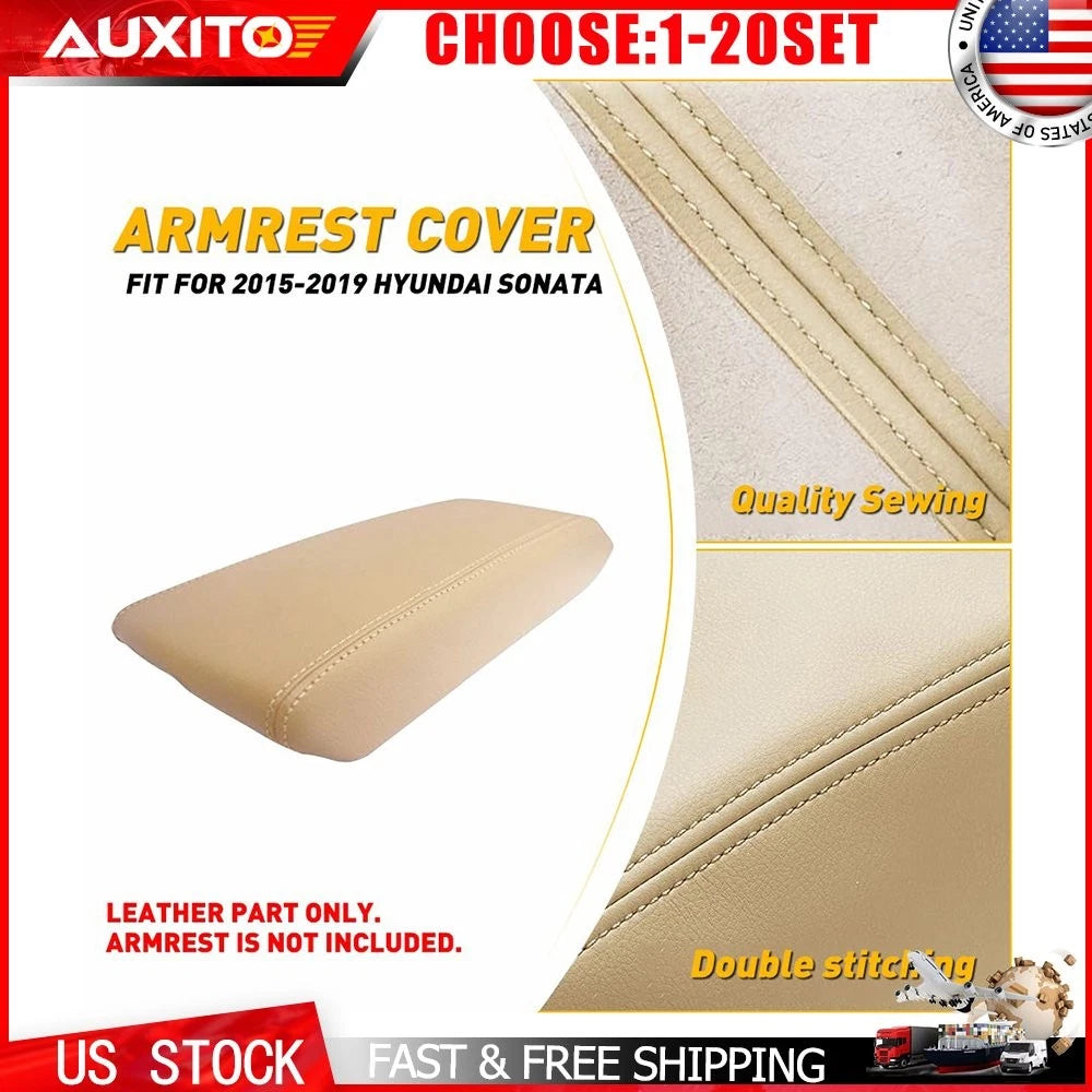 Set of 1 Beige Leather Center Console Armrest Cover for Hyundai Sonata (2015–2019)