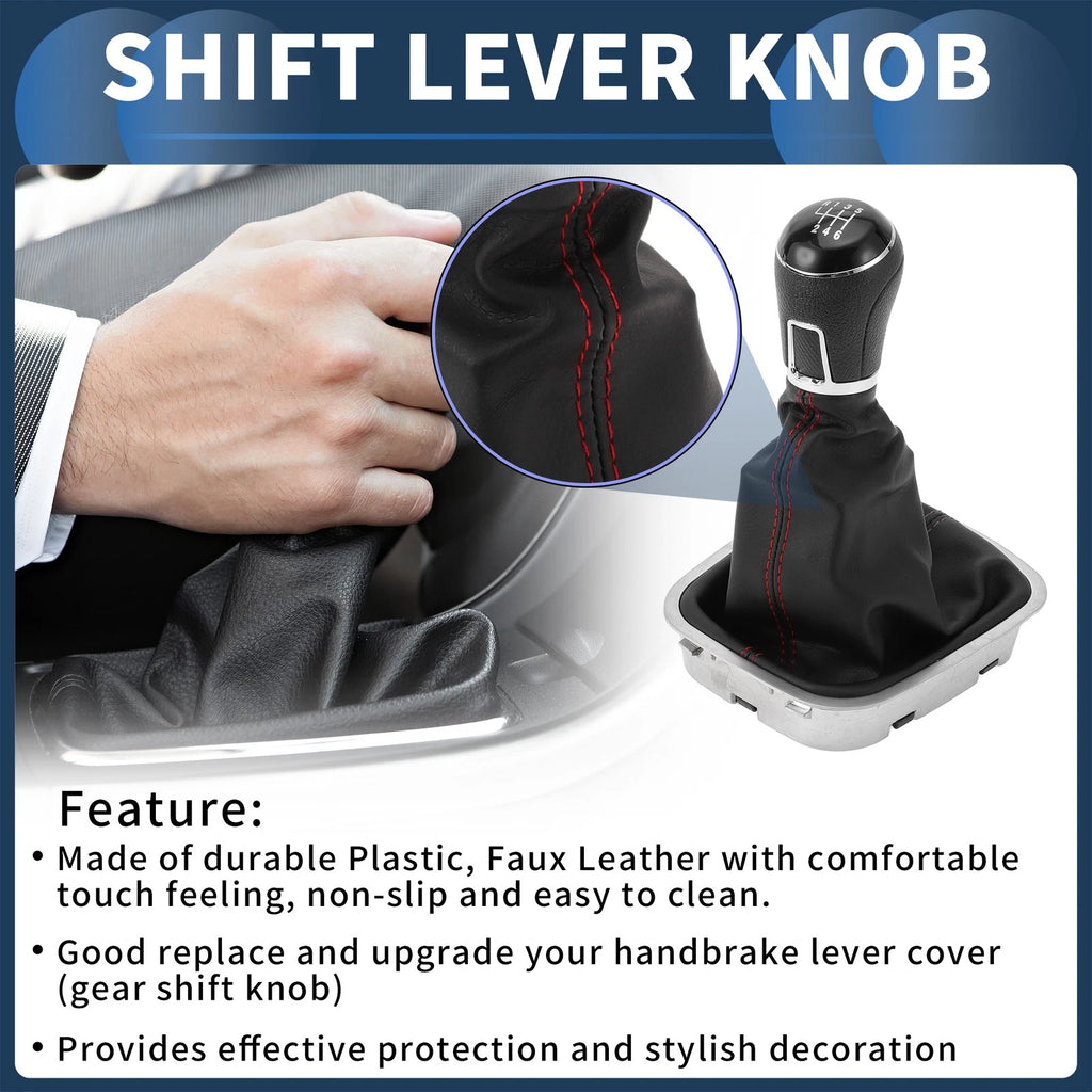 6 Speed Gear Shifter Knob with Cover No.6R0711113T for VW Polo (2014–2017)