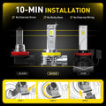 Set of 4 9005 + H11 LED Headlight Bulbs 6500K White 60000LM for Universal