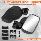 Set of 2 Universal UTV Textured Rectangle Convex Side View Mirrors