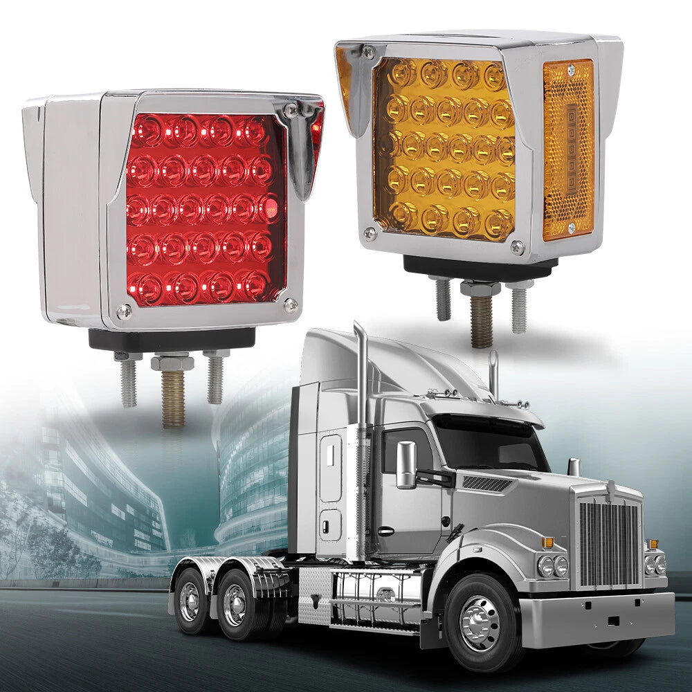 Set of 2 LED Pedestal Fender Lights for Truck (Red/Amber)