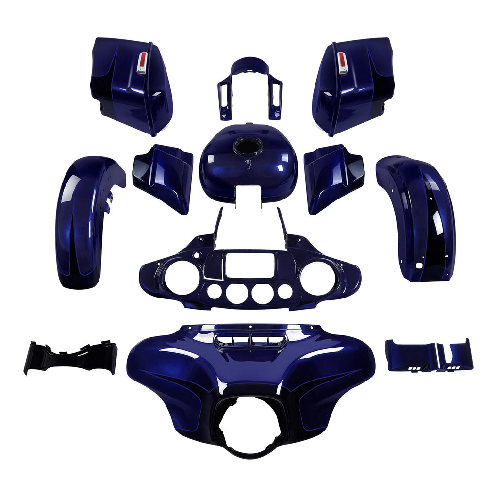 Fairings Body Kit for Harley Street Glide (2014–2024) Zephyr Blue/Black Sunglo