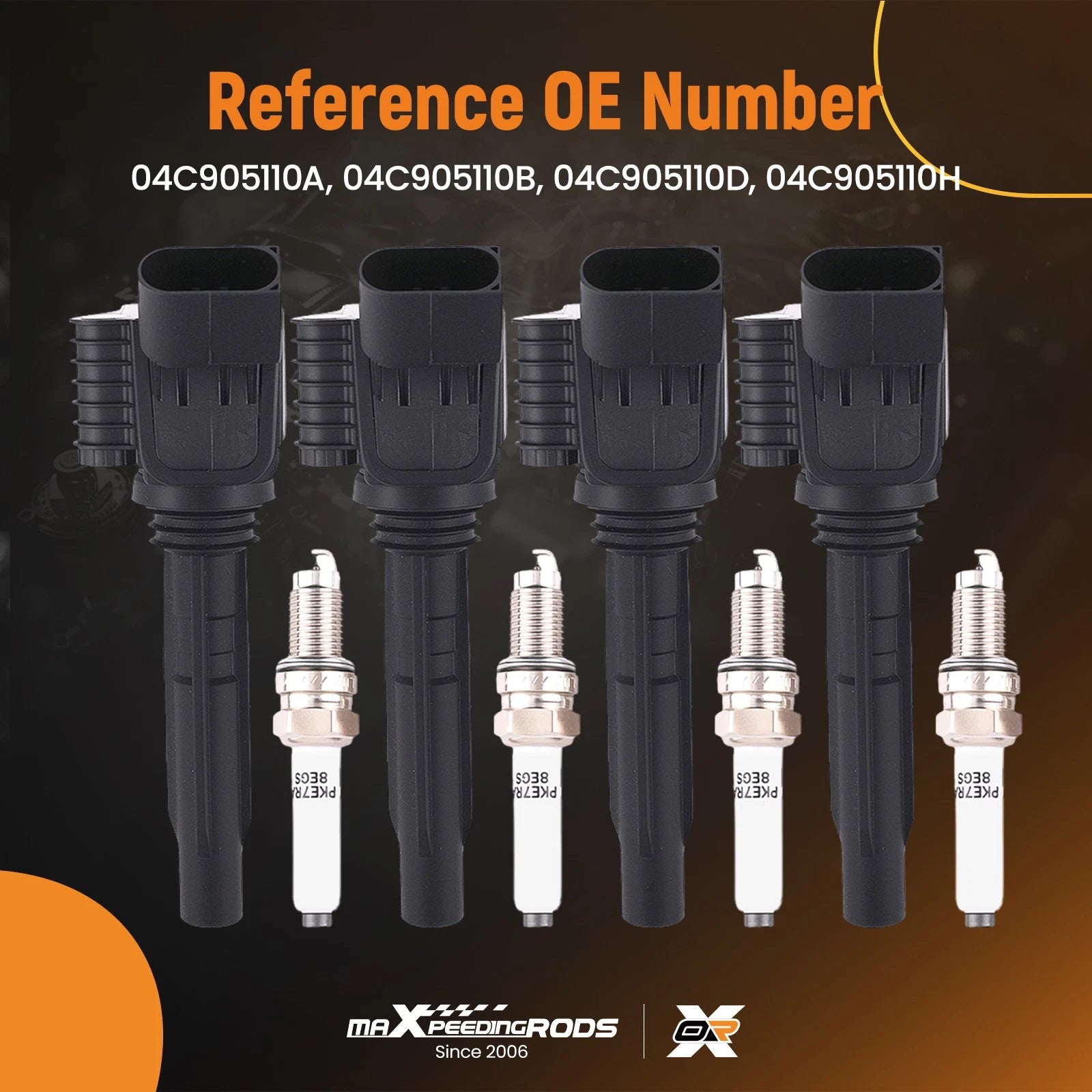 Set of 4 Ignition Coils and Spark Plugs for Audi A3 Sportback e-tron (2016–2018)