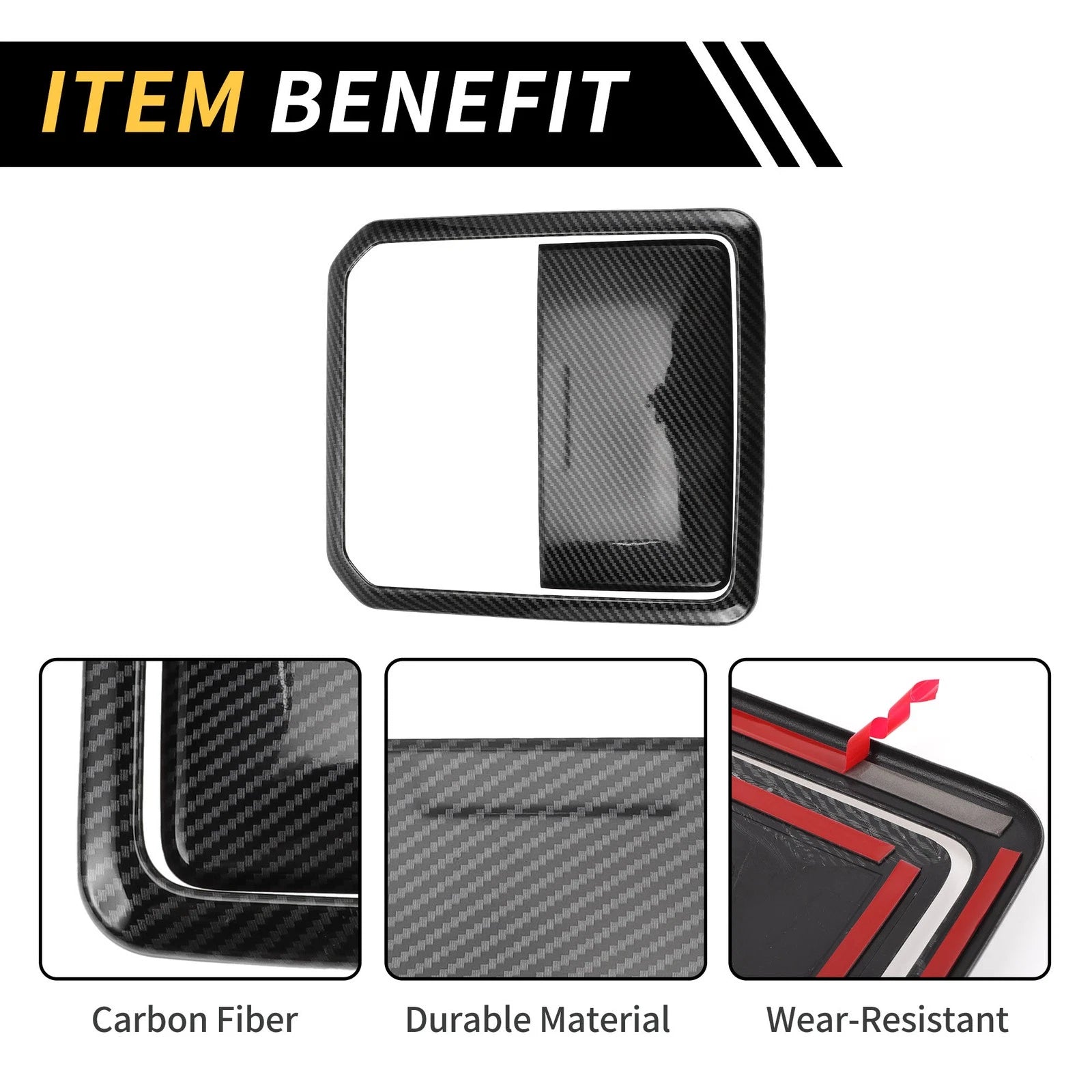 Set of 1 Carbon Fiber Roof Reading Light Cover Trim for Toyota Tundra (2022–2024)