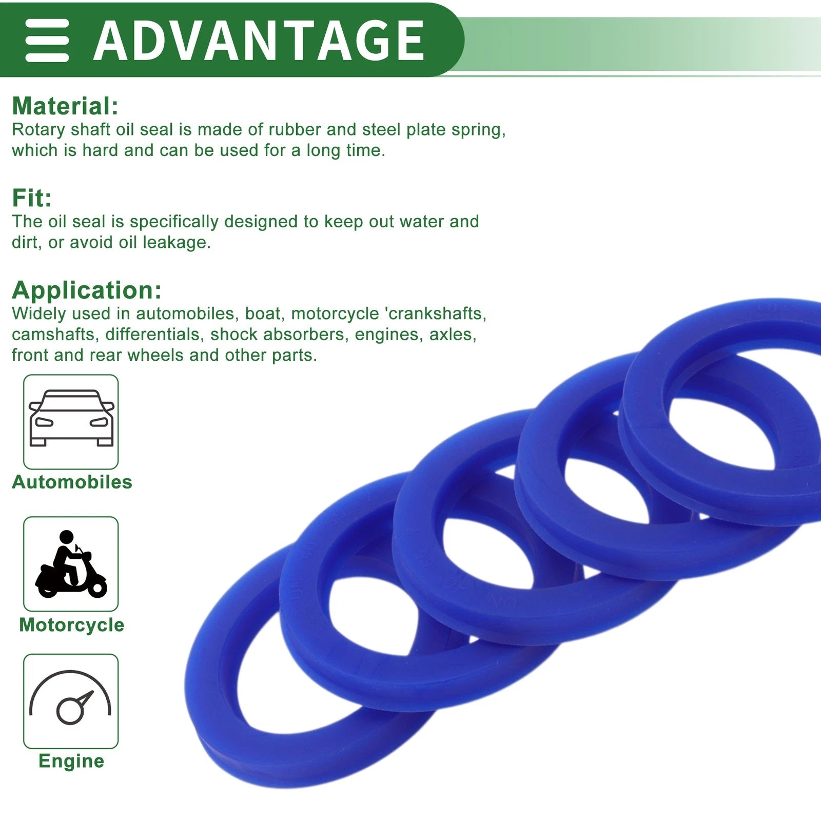 Set of 5 Oil Seal Rotary Shaft Seal 40x55x7mm High Pressure TPU