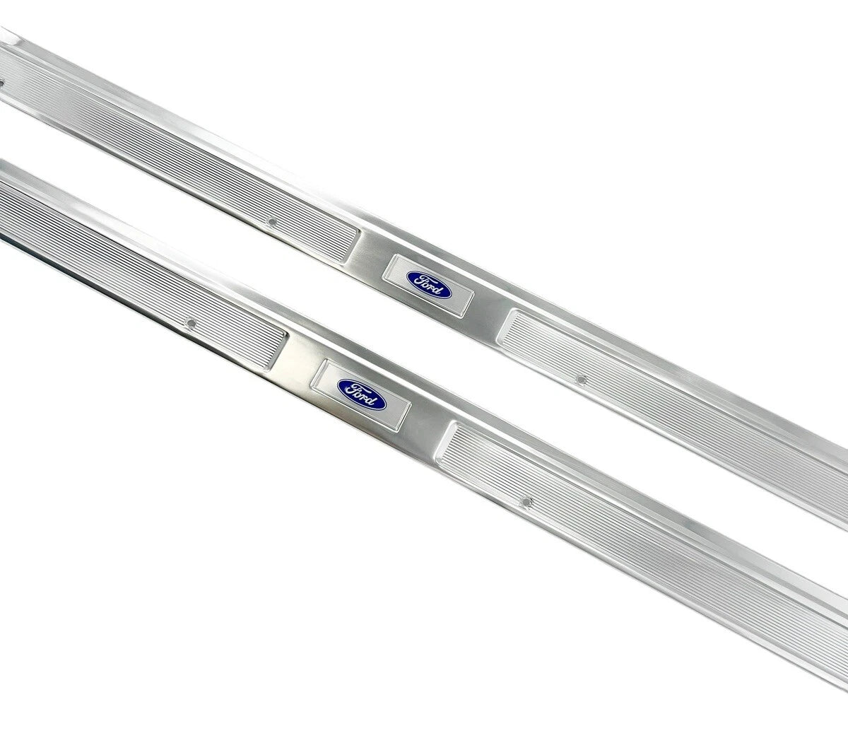 Door Sill Scuff Plates with Blue Decals for 1969–1970 Ford Mustang
