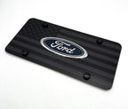 Black American Flag License Plate Frame with Ford Oval Logo for Ford (1990–2024)