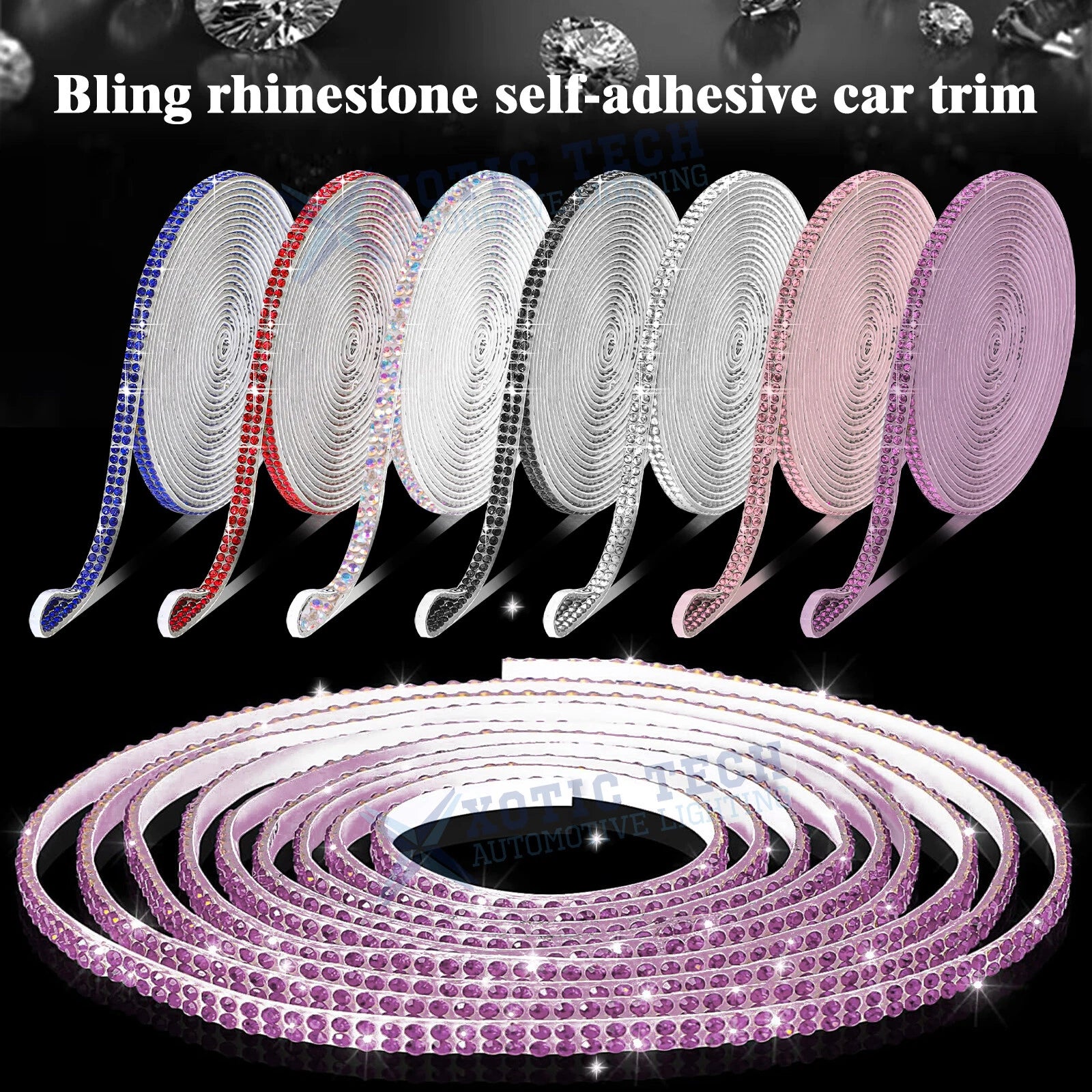 Glitter Diamond Moulding Trim Strip for Car SUV Interior Exterior (-)