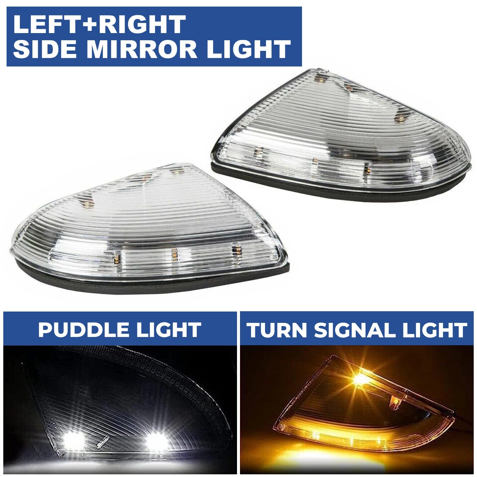 2Pcs LED Mirror Turn Signal Lights Puddle Lamps for Dodge Ram 1500 2500 (2009–2014)
