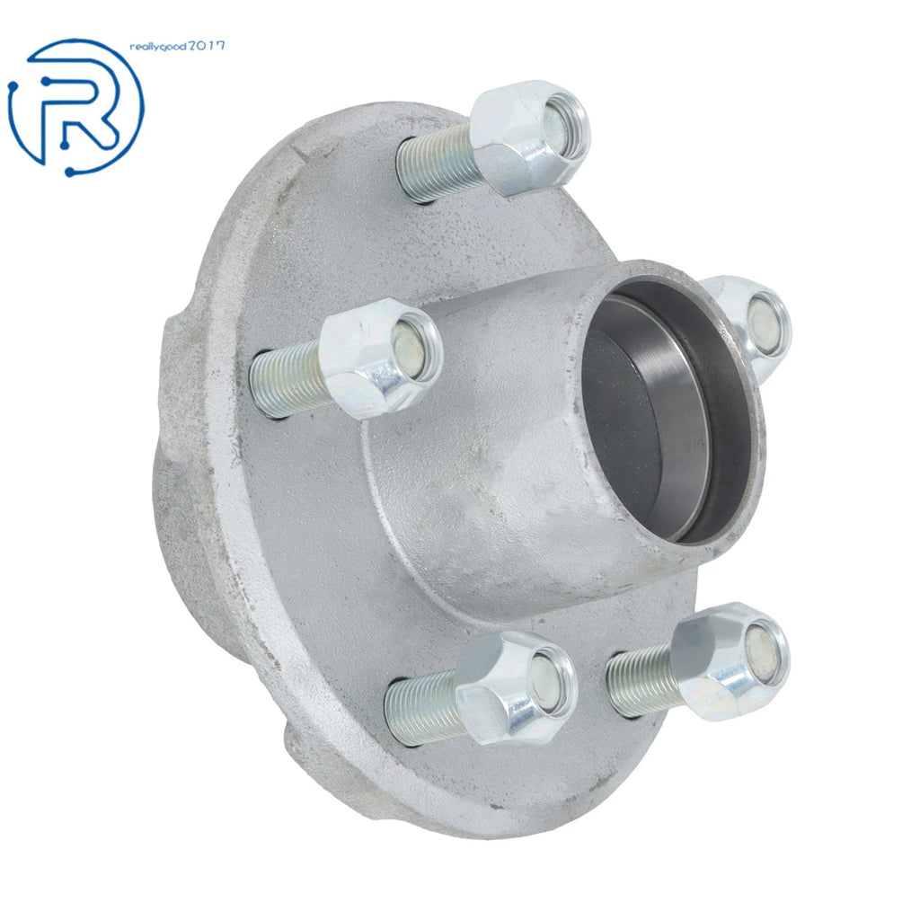 Pair of 5 Bolt Hot Dipped Galvanized Trailer Hubs with Lube Caps
