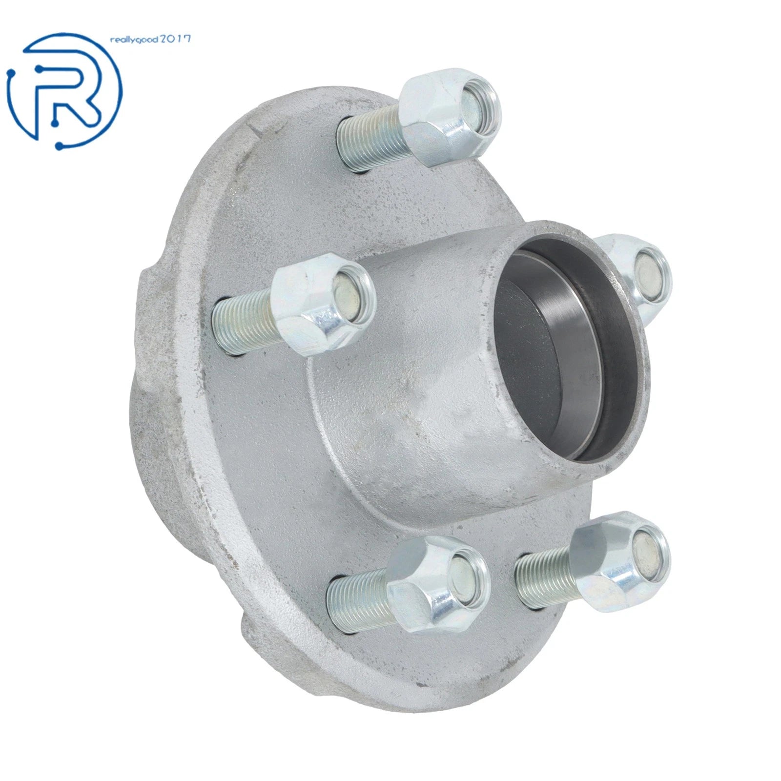 Pair of 5 Bolt Hot Dipped Galvanized Trailer Hubs with Lube Caps