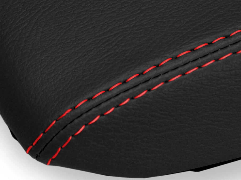 Leather Console Lid Pull Over Cover for Chevrolet Equinox (2005–2009) Red Stitch