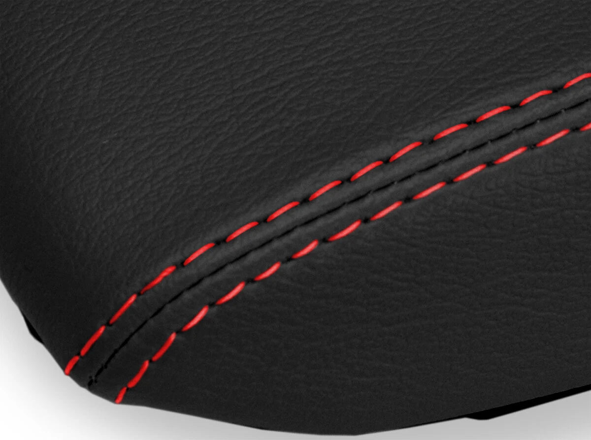Leather Console Lid Pull Over Cover for Chevrolet Equinox (2005–2009) Red Stitch