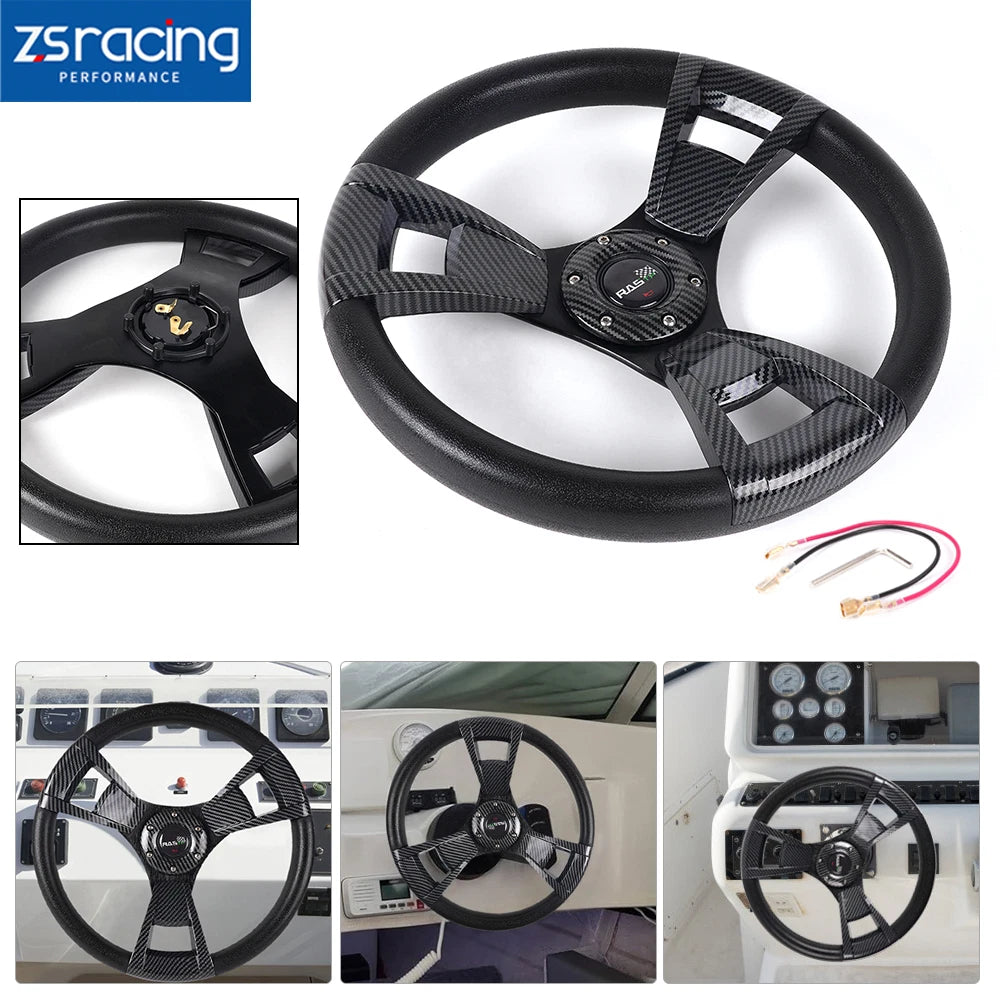 3 Spoke Carbon Fiber Steering Wheel for Boat (14 Inch/345mm)