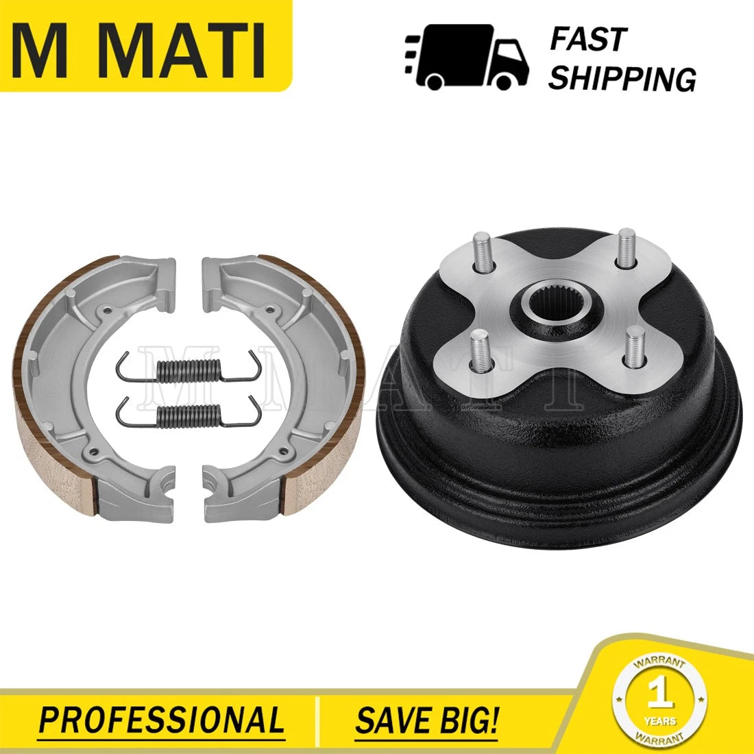 Rear Wheel Brake Drum & Shoes Kit for Yamaha Big Bear 350 YFM350 (1996–1999)