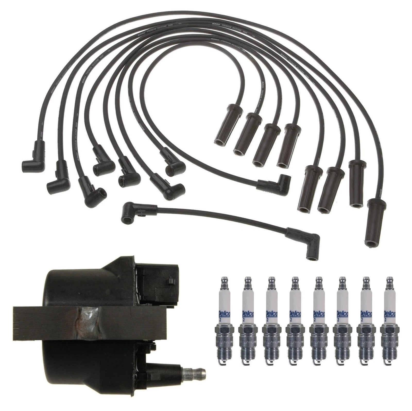 Ignition Wires Coil & 8 Spark Plugs Kit for GMC G3500 R2500 Suburban (1990–1999)