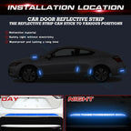 Car Strong Reflective Blue Grid Warning Fluorescent Decal Strips for Universal (35.2")