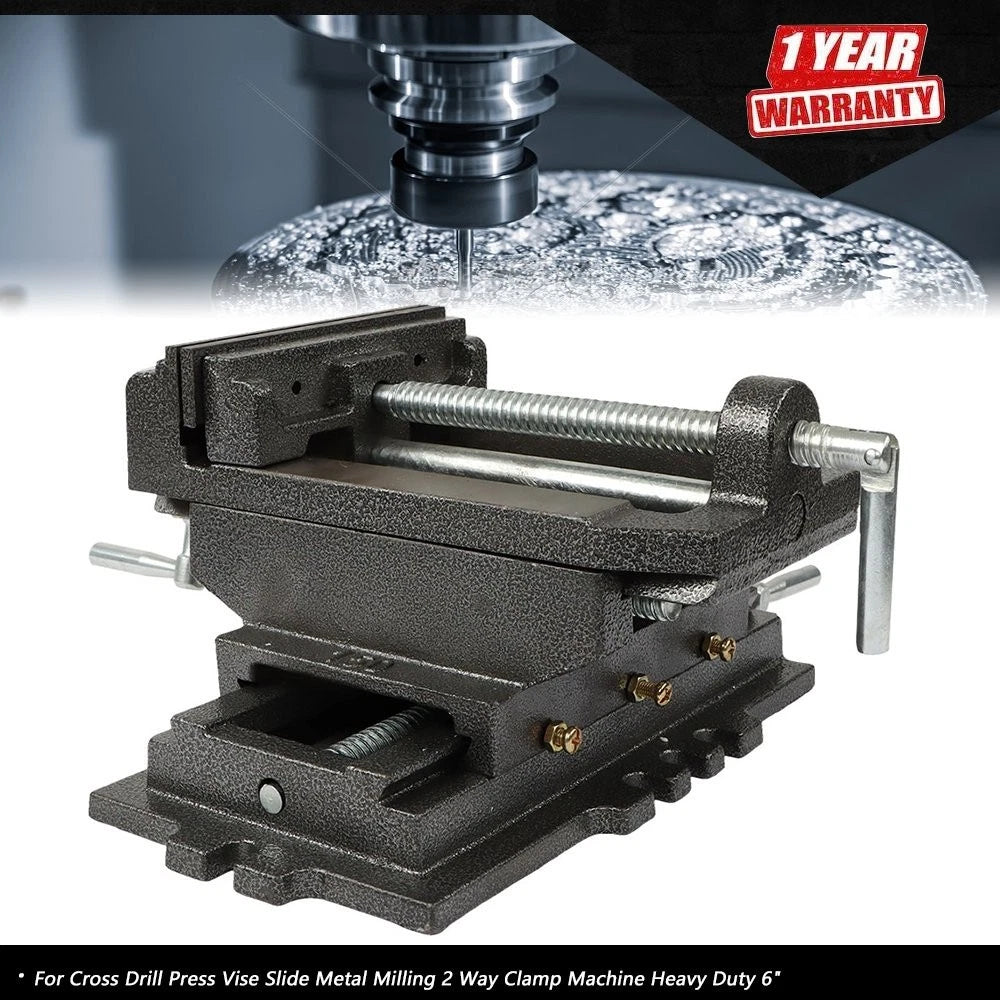 2-Way Clamp for Cross Drill Press Vise Slide 6" Heavy Duty